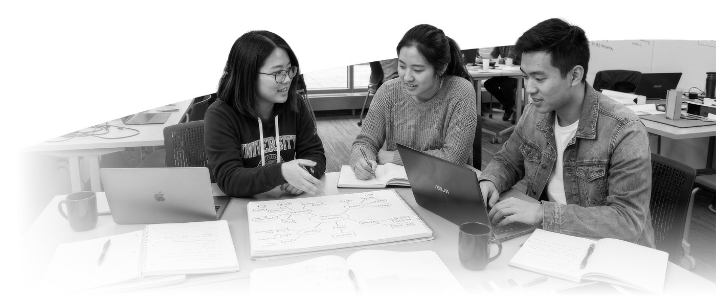 Students collaborating on a venture